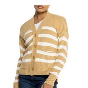 Striped Tan and White Women's Sweater